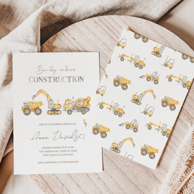 Baby Under Construction Baby Shower Invitation (Creator Uploaded)