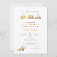 Baby Under Construction Baby Shower Invitation