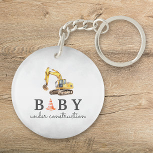 Baby Under Construction Boy Baby Shower Key Ring