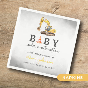Baby Under Construction Boy Baby Shower Napkin