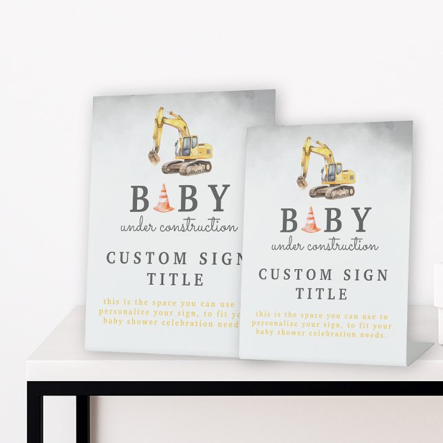 Baby Under Construction Boy Baby Shower Table Sign (Creator Uploaded)