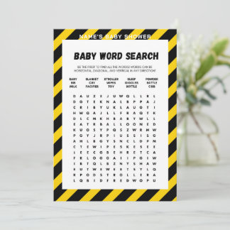 Baby Under Construction Game - Editable Name, 5x7 Invitation