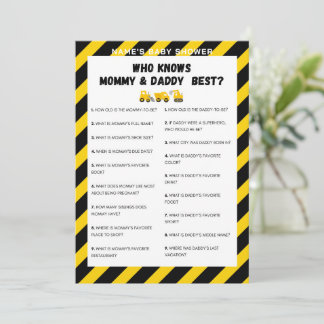 Baby Under Construction Game - Editable Name, 5x7 Invitation