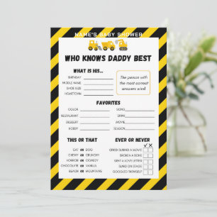 Baby Under Construction Game - Editable Name, 5x7 Invitation