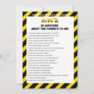 Baby Under Construction Game - Editable Name, 5x7 Invitation