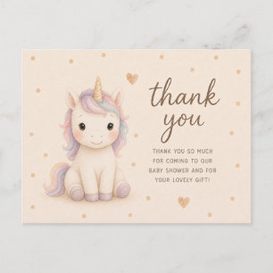 Baby Unicorn Baby Shower Thank You Postcard