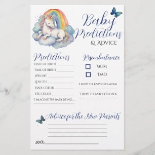 Baby Unicorn Boy Baby Predictions Advice Card