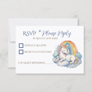 Baby Unicorn Boy Baby Shower RSVP Card