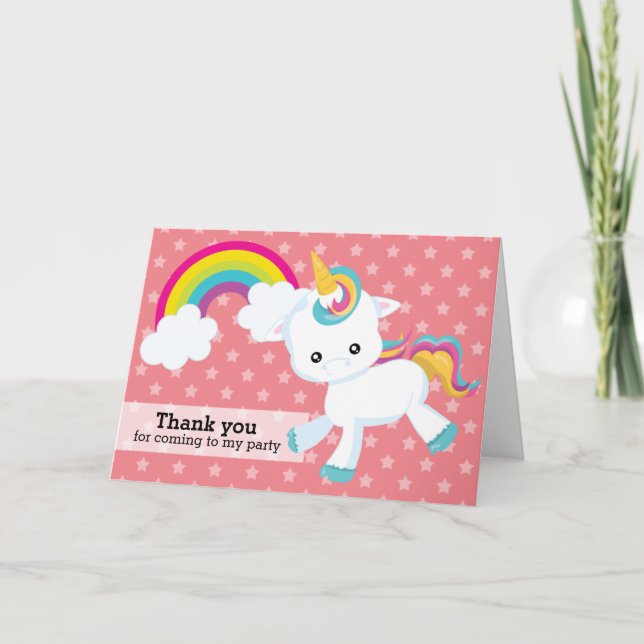 Baby Unicorn * Choose your background colour Thank You Card (Front)