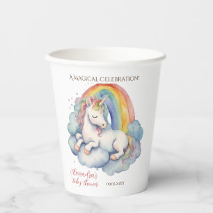Baby Unicorn Girl Baby Shower Paper Cups