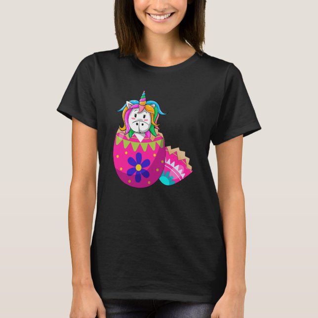 Baby Unicorn Hatching From Easter Egg Easter Day T-Shirt (Front)