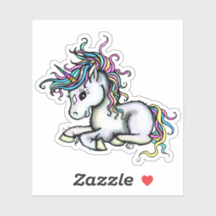 Baby Unicorn Illustration Rainbow Horn Sticker