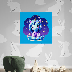 Baby Unicorn In PJ's Glossy Poster
