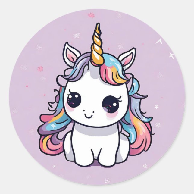 Baby Unicorn Party Favour Stickers (Front)