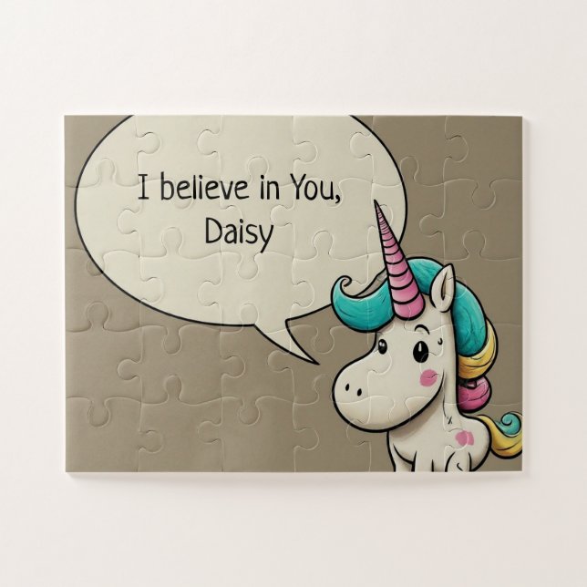 Baby Unicorn Saying She Believes in You Jigsaw Puzzle (Horizontal)