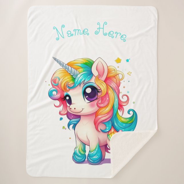 "Baby Unicorn" Sherpa Blanket (Front)