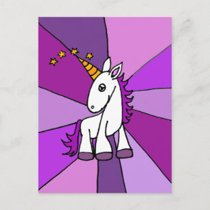 Baby Unicorn with Golden Horn Art Postcard