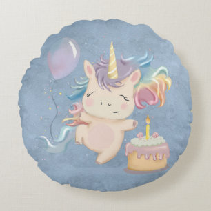 Baby unicorn with rainbow Throw Pillow