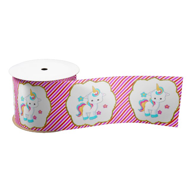 Baby Unicorns, Candy Stripes Satin Ribbon (Spool)