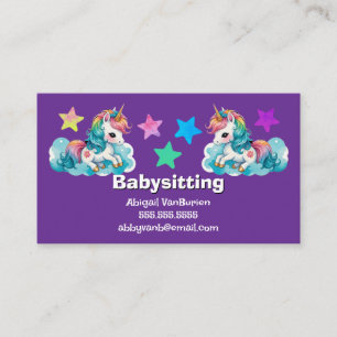 Baby Unicorns on Clouds Babysitting Nanny Daycare Business Card