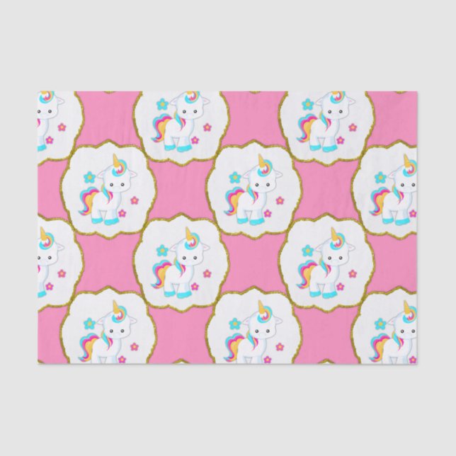 Baby Unicorns on Pink Tissue Paper (Front)