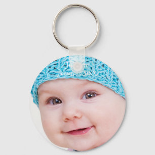 Baby upload photo add name and date customise key ring