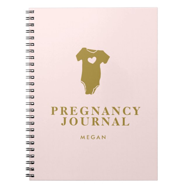 Baby Vest Pregnancy Journal Blush Pink and Gold (Front)