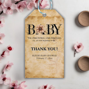 Baby Vintage Floral Monogram Baby Shower Gift Tags
