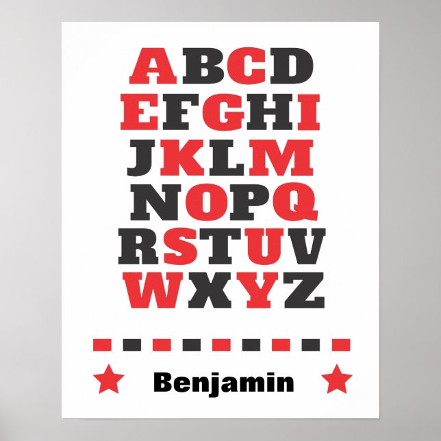 Baby visual stimulation red white black abc poster (Front)