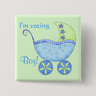 Baby Voting Boy Gender Reveal Party Badge Pin