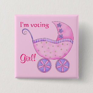 Baby Voting Girl Gender Reveal Party Badge Pin