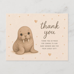 Baby Walrus Baby Shower Thank You Postcard