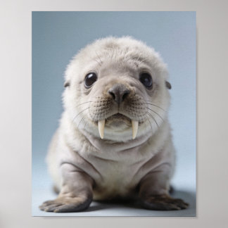 Baby Walrus Portrait Arctic Nursery Art Poster
