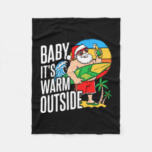Baby warm outside surfing santa christmas in july fleece blanket