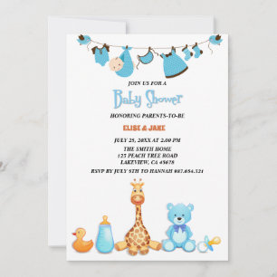 Baby Watercolor Clothes & Toys Baby Shower Invitation