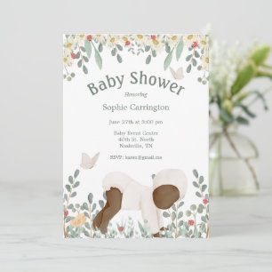 Baby Watercolor Floral Typography Baby Shower Invi Invitation