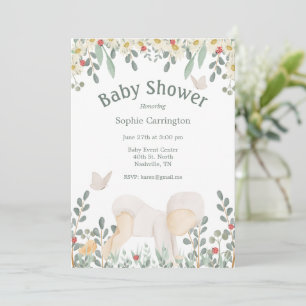 Baby Watercolor Floral Typography Baby Shower Invitation