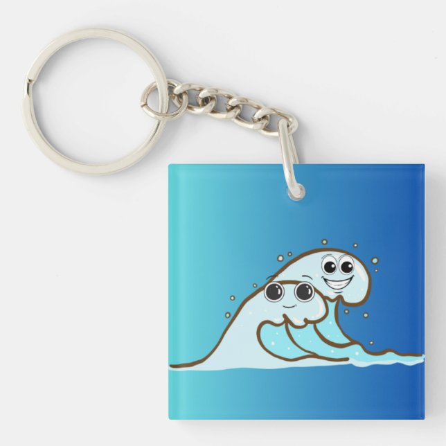 Baby Waves graphic on button. Key Ring (Front)