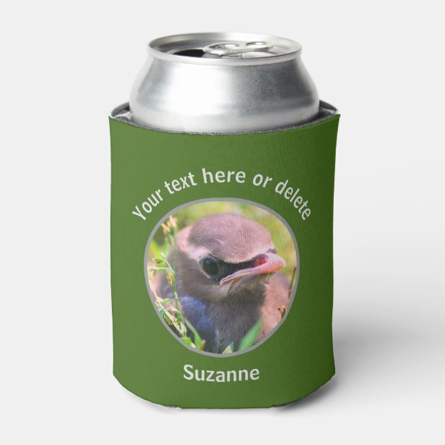 Baby Waxwing Bird Personalised  Can Cooler (Can Front)