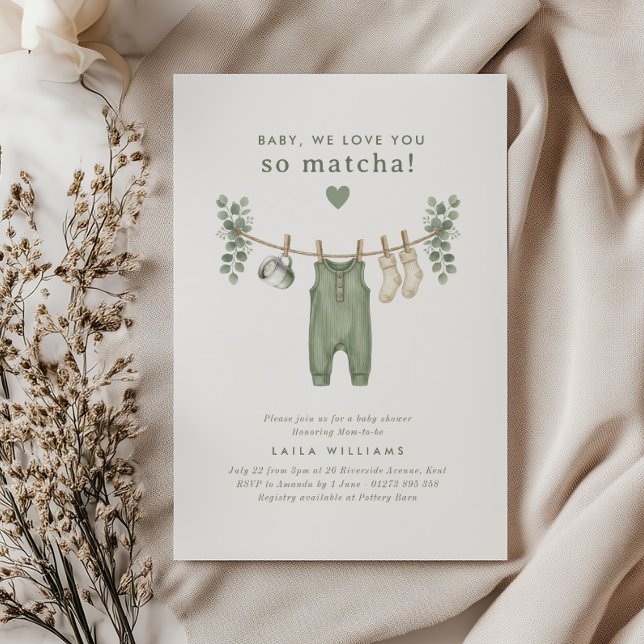 Baby, we love you so Matcha!  Invitation (Zazzle Baby, we love you so Matcha!  Invitation)