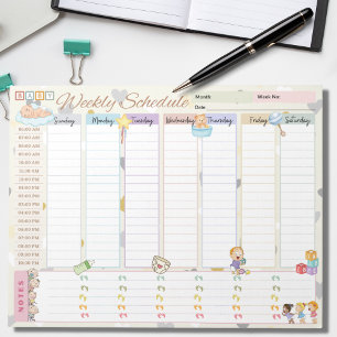 Baby Weekly Schedule Planner Pastel Yellow Themed Notepad