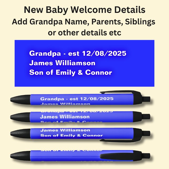 Baby Welcome Pen, Add Names & Details Black Ink Pen (Creator Uploaded)