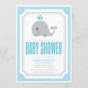 Baby Whale Baby Shower Invitation