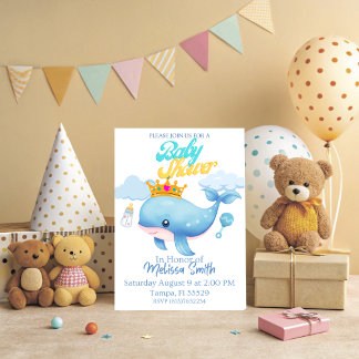 Baby Whale Baby Shower Invitation 