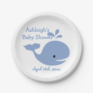 Baby Whale Baby Shower Paper Plate