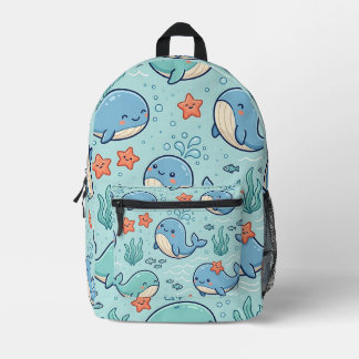 Baby Whale Backpack – Pastel Ocean Pattern