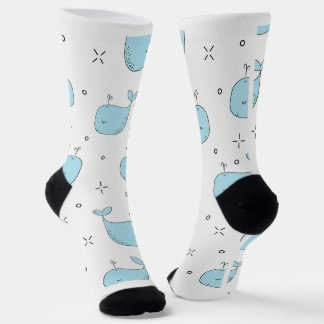 Baby whales art pattern, Crew Socks
