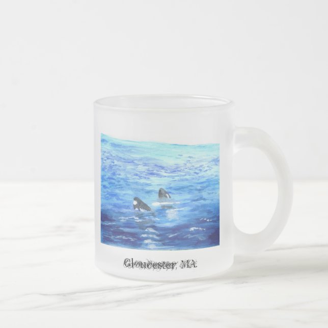 Baby whales, Gloucester, MA. Frosted Glass Coffee Mug (Right)