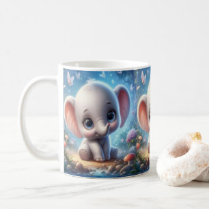 Baby White Elephant Floral Mug