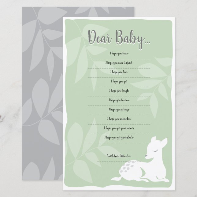 Baby White Garden Deer Dear Baby Shower Game (Front/Back)